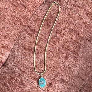 Vintage Gold Necklace with Chinese Jade Pendant